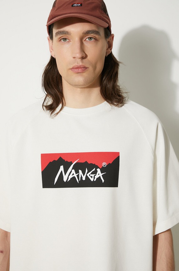 Nanga t-shirt Eco Hybrid Box Logo Loose Fit Tee NW2311.1G209 biały