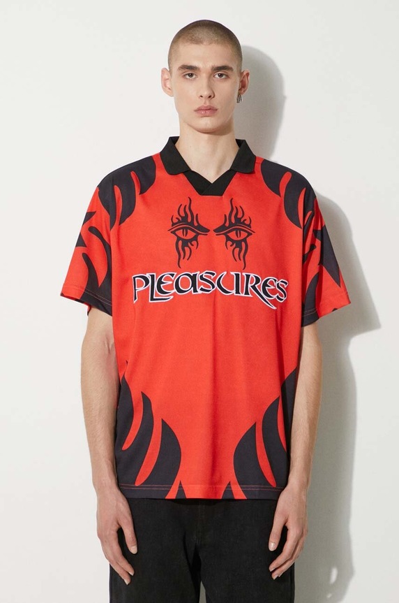 Polo tričko PLEASURES Afterlife Soccer Jersey ostatné červená P24SU013.RED