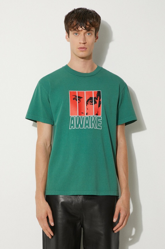 Bavlněné tričko Awake NY Vegas T Shirt potisk zelená SP24.TS006