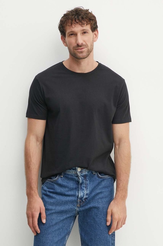 Bavlněné tričko Lindbergh 4-pack slim černá 30.400000.4PK.BLACK