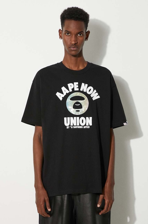AAPE cotton t-shirt Basic Tee cotton black AAPTEM1447XXM