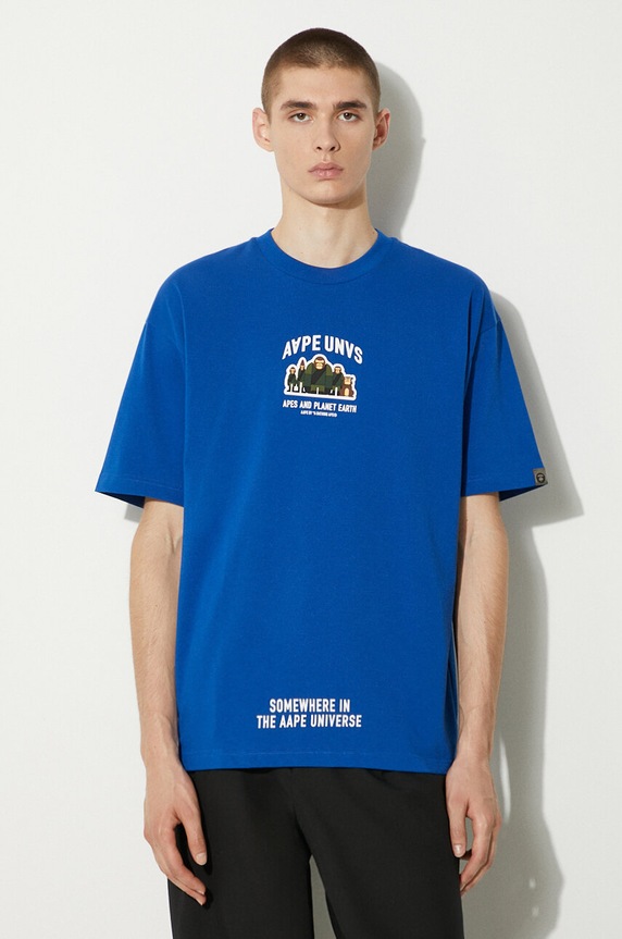 AAPE cotton t-shirt Basic Tee applique navy AAPTEM1493XXM