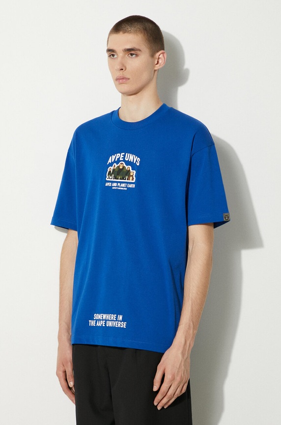 AAPE cotton t-shirt Basic Tee navy AAPTEM1493XXM