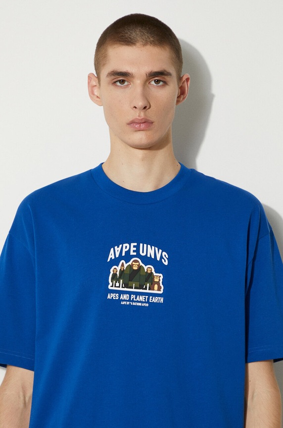 AAPE cotton t-shirt Basic Tee AAPTEM1493XXM navy