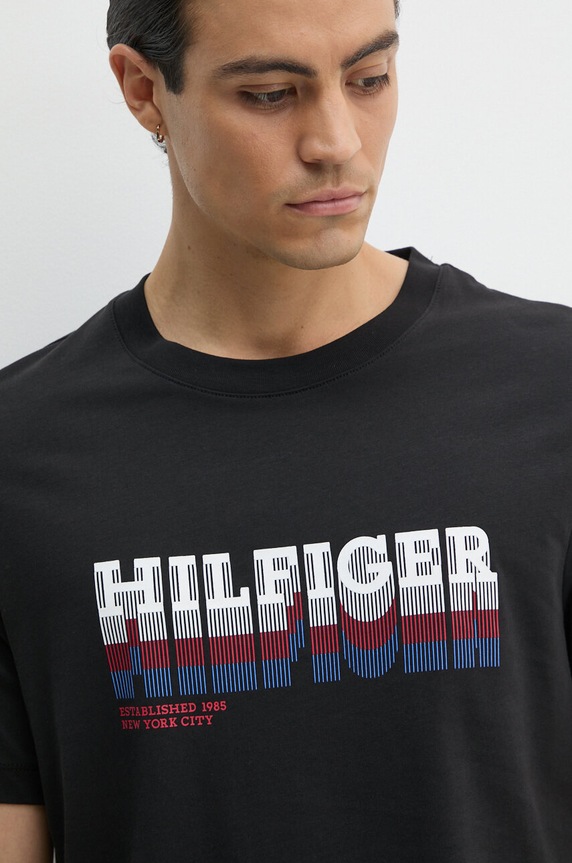Tommy Hilfiger tricou din bumbac negru MW0MW34377