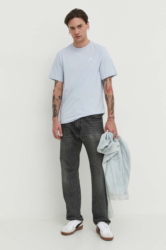 Converse tricou din bumbac 10023876.A31 albastru SS24