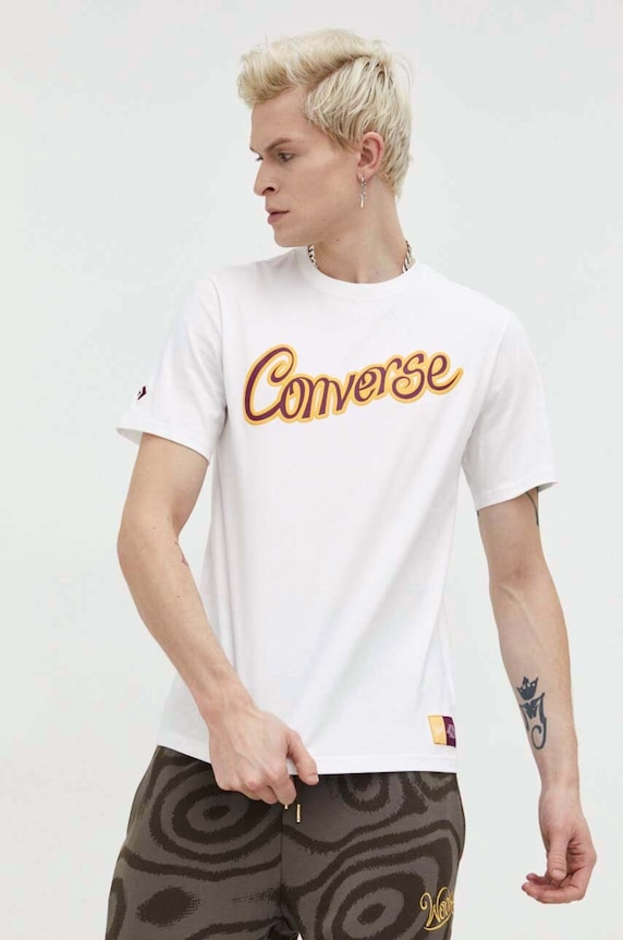 Oblečenie Bavlnené tričko Converse x Wonka 10026546.A01 biela