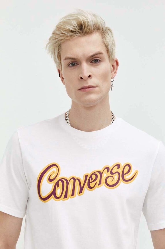 Bavlnené tričko Converse x Wonka 10026546.A01 biela