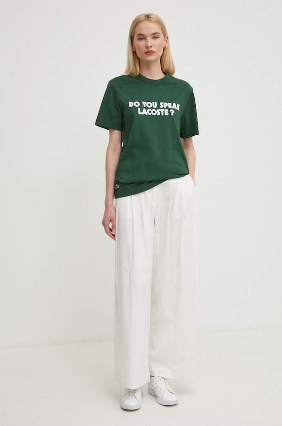 Lacoste t-shirt in cotone TH0134 verde AW24