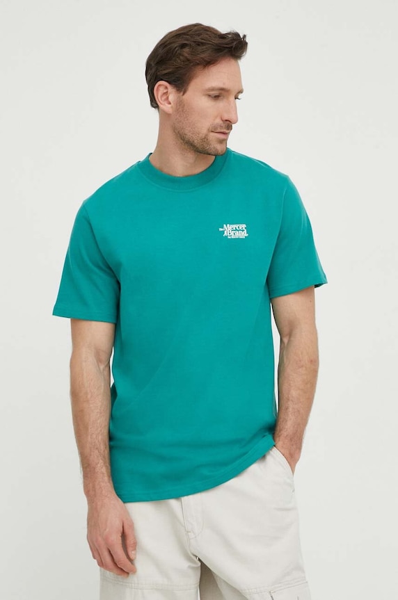 Памучна тениска The Mercer Brand The Heavy Tee MEAP241002 зелен SS24