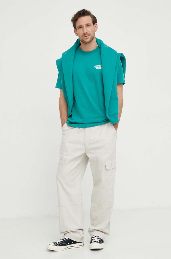 Памучна тениска The Mercer Brand The Heavy Tee зелен MEAP241002