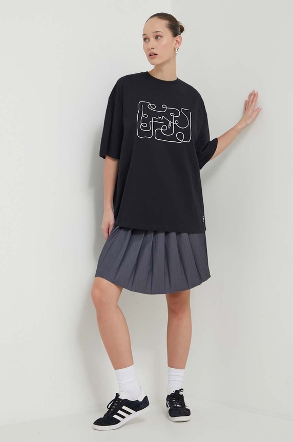 Bombažna kratka majica Kaotiko AO077.01.G002 črna