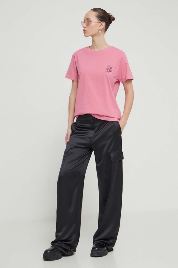 Bombažna kratka majica Kaotiko roza AM087.01.G002