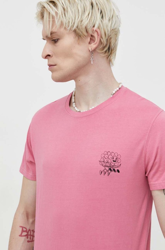 Bombažna kratka majica Kaotiko AM087.01.G002 roza