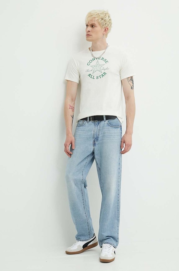 Bavlnené tričko Converse 10026362.A04 béžová SS24