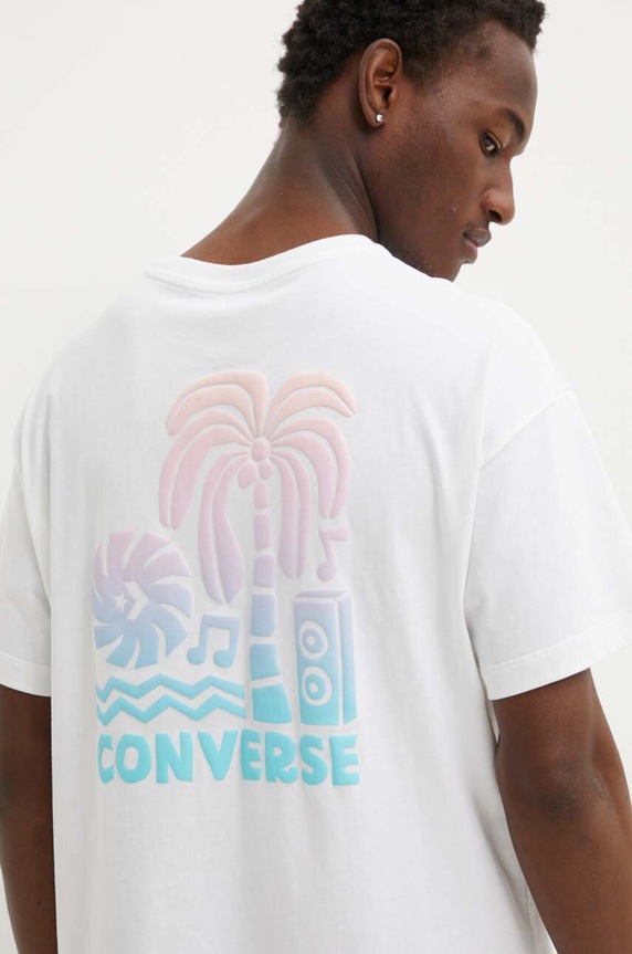Βαμβακερό μπλουζάκι Converse 10027149.A01 λευκό SS24