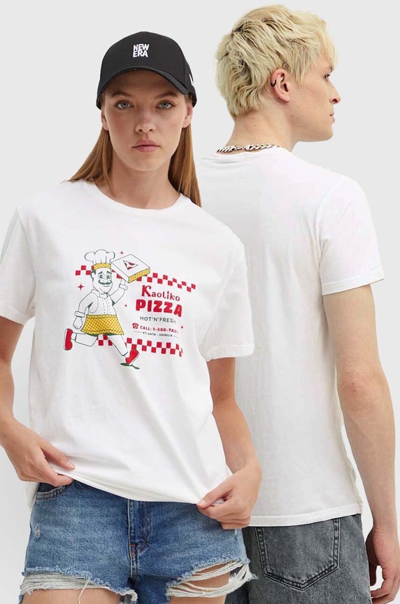 Kaotiko t-shirt bawełniany nadruk biały AO090.01.G002