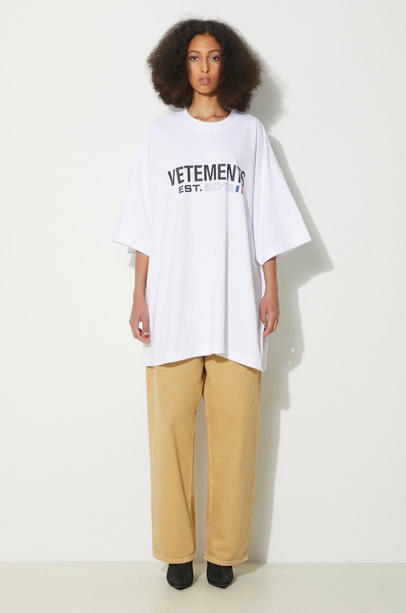 VETEMENTS cotton t-shirt Flag Logo T-Shirt UE64TR160W white SS24