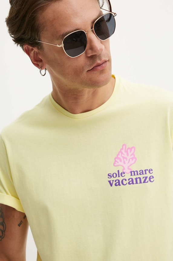 Хлопковая футболка Drivemebikini Sole Mare Vacanze 2024.DRV.010.LY жёлтый SS24