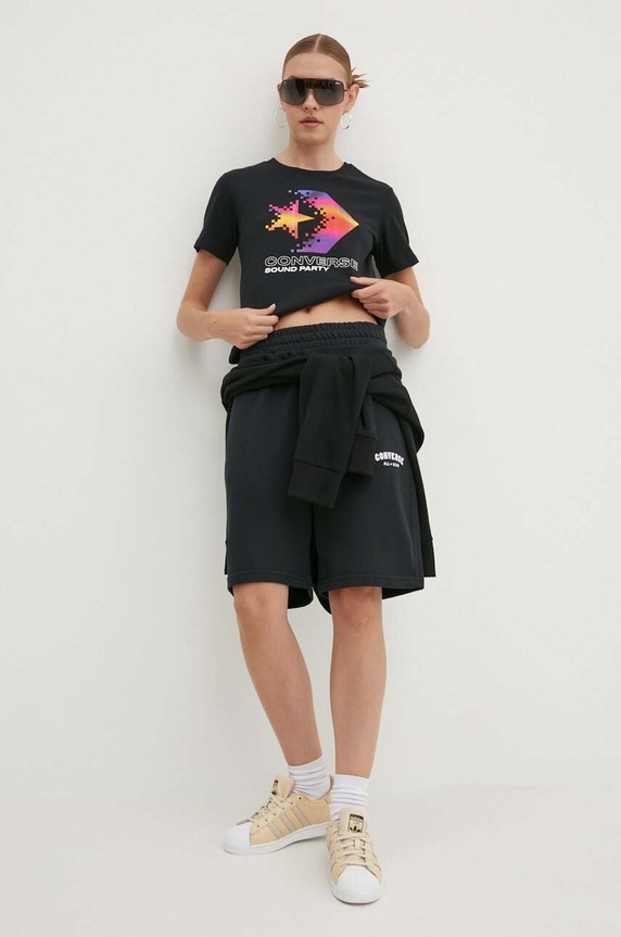 Odzież Converse t-shirt bawełniany 10026364.A02 czarny