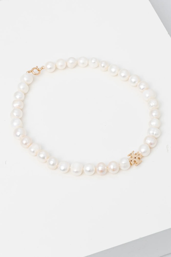 Pozlacený náhrdelník Tory Burch Kira bílá 157964.137