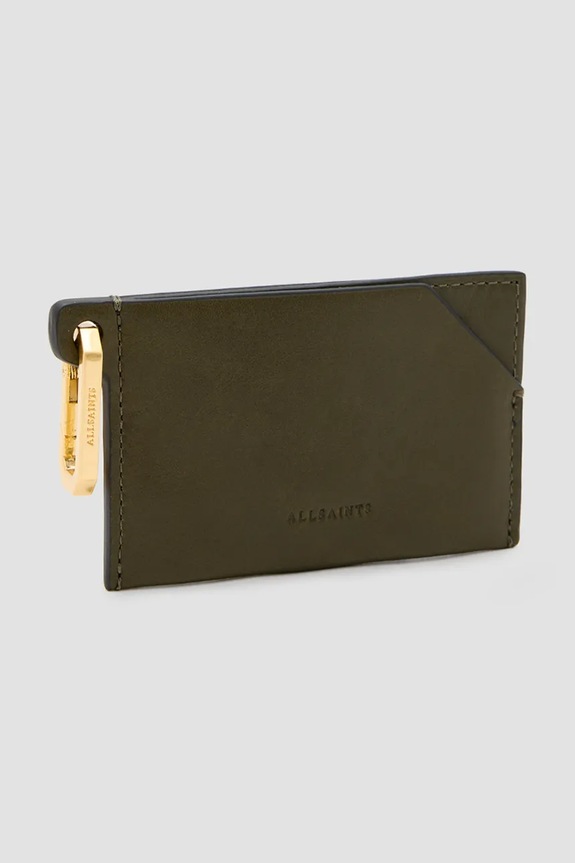 Usnjen etui za kartice AllSaints HEX CARDHOLDER W398XB zelena SS25