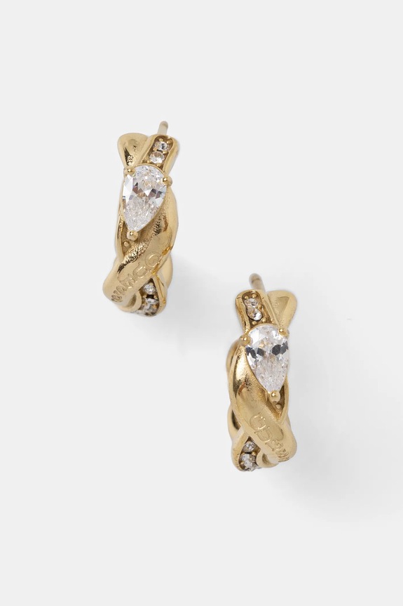 Guess kolczyki TWIST cyrkonia złoty JUBE05.065JW