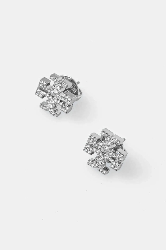 Tory Burch kolczyki Kira Pave Stud srebrny 158535.042