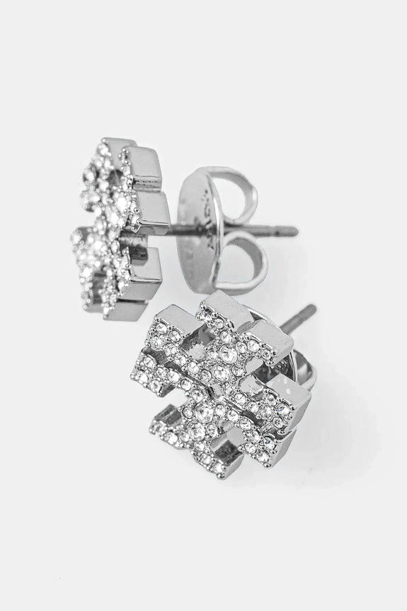 Akcesoria Tory Burch kolczyki Kira Pave Stud 158535.042 srebrny