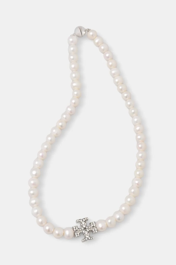 Tory Burch naszyjnik Kira Pearl biały 164617.056