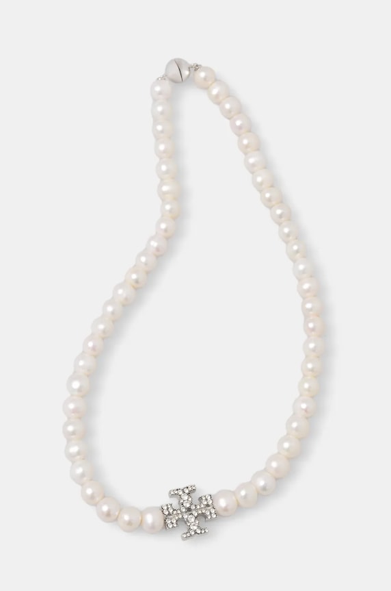 Tory Burch naszyjnik Kira Pearl biały 164617.056