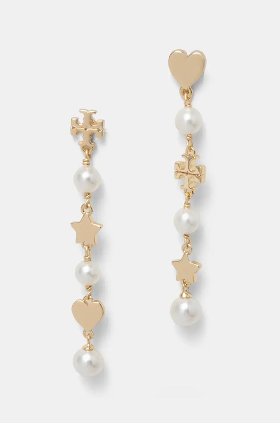 Tory Burch kolczyki Kira Linear Pearl złoty 167336.137