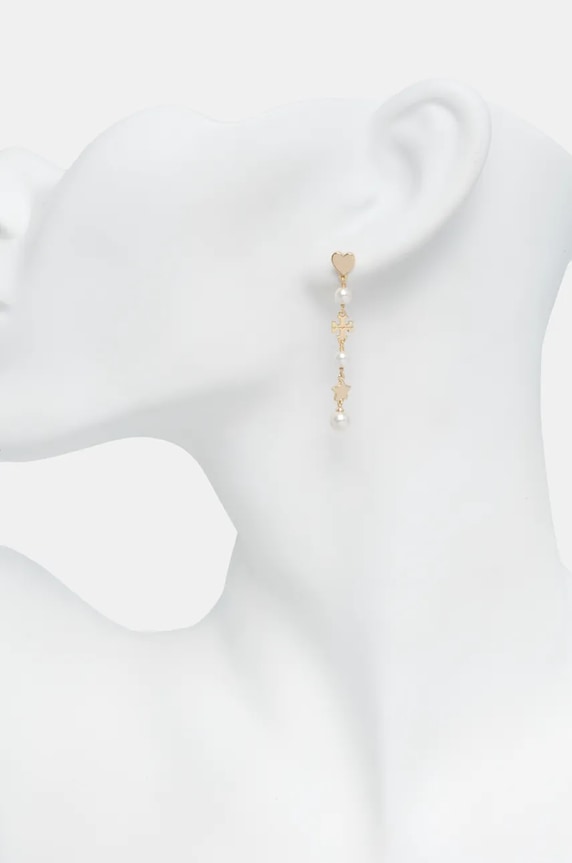 Akcesoria Tory Burch kolczyki Kira Linear Pearl 167336.137 złoty