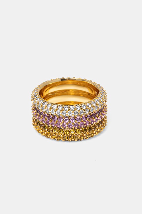 Guess pierścionek VINTAGE cyrkonia złoty JUBR05.140JW