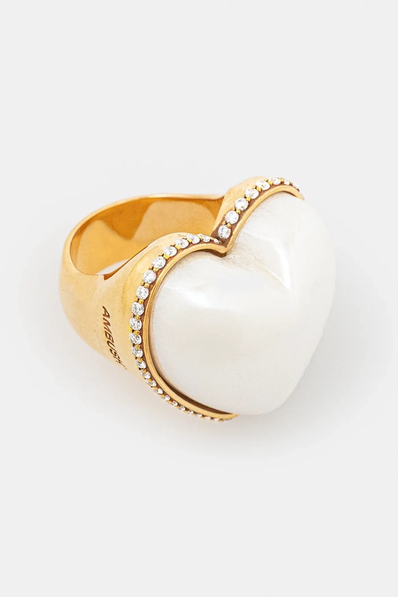 Strieborný prsteň AMBUSH Large Pearl Heart Ring striebro zlatá 12115243
