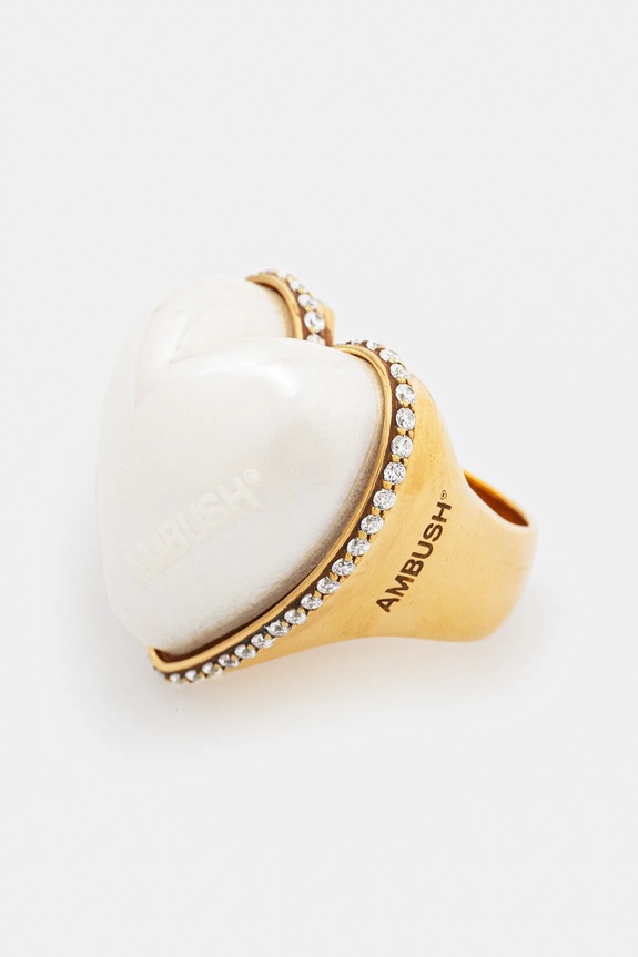 Strieborný prsteň AMBUSH Large Pearl Heart Ring 12115243 zlatá SS25