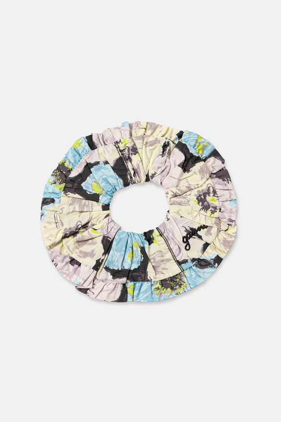 GANNI gumka do włosów Printed Cotton Frill Scrunchie multicolor A6576