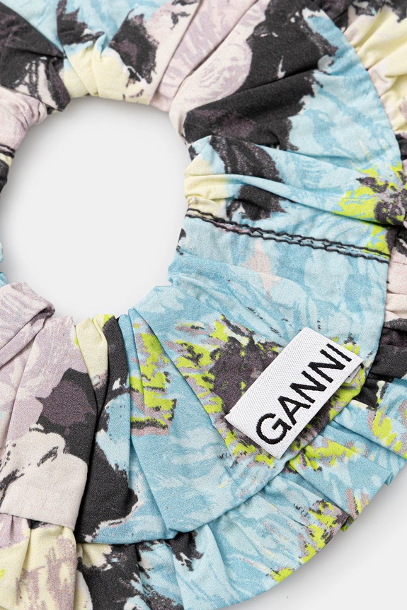 GANNI gumka do włosów Printed Cotton Frill Scrunchie A6576 multicolor SS25