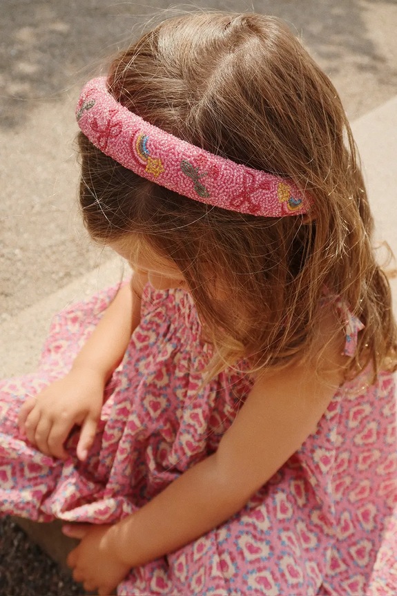 Konges Sløjd bandă de păr pentru copii BEADED HAIRBRACE roz KS103301