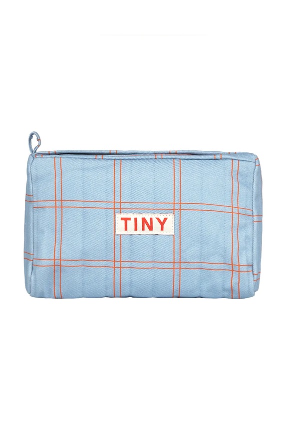 Tinycottons kosmetyczka CHECK POUCH niebieski SS25.382