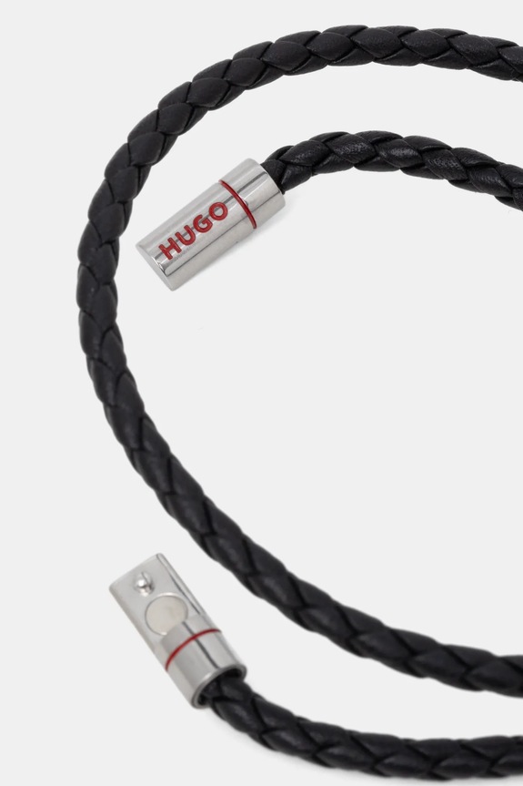Δερμάτινο βραχιόλι HUGO San Jared-C 50532309 μαύρο AW25