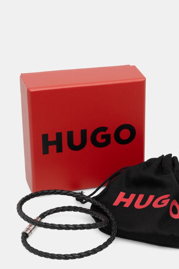 Αξεσουάρ Δερμάτινο βραχιόλι HUGO San Jared-C 50532309 μαύρο