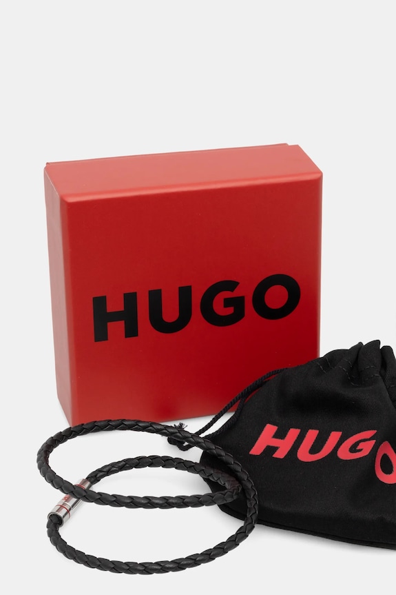Αξεσουάρ Δερμάτινο βραχιόλι HUGO San Jared-C 50532309 μαύρο
