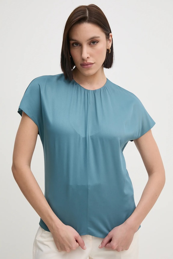 Blúzka Calvin Klein jednofarebný tyrkysová K20K207839