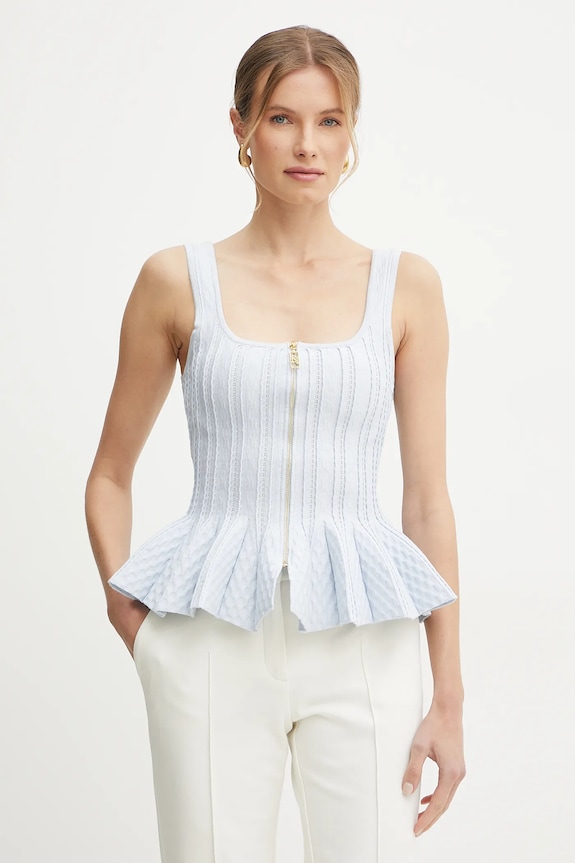 Top Elisabetta Franchi λεπτό μοτίβο μπλε MK49B51E2