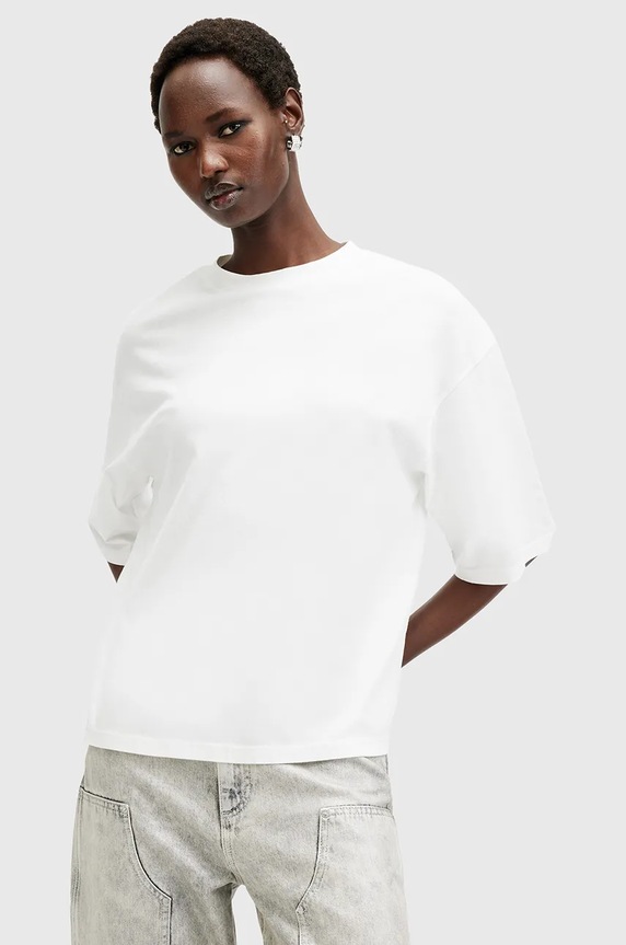Bavlněné tričko AllSaints AMELIE kulatý bílá W124JB