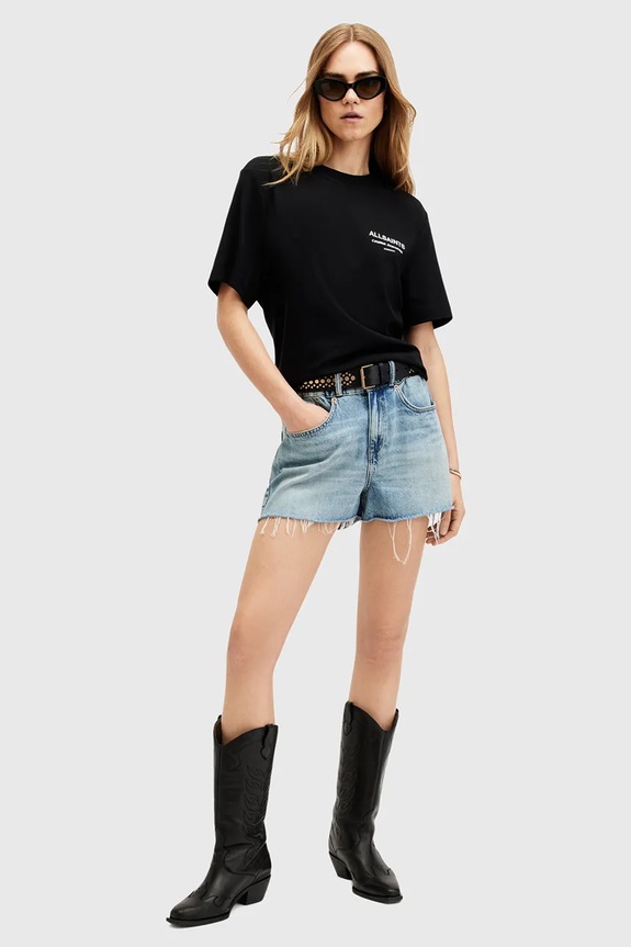 Памучна тениска AllSaints OMNIUM LISA W137JB черен