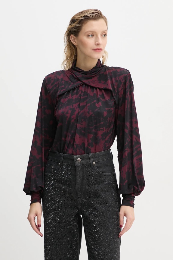 Gestuz bluza cu modele burgundia 10909578