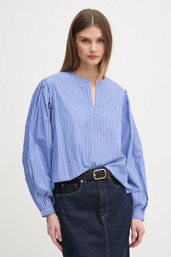 Tommy Hilfiger bluză din bumbac uni albastru WW0WW44059