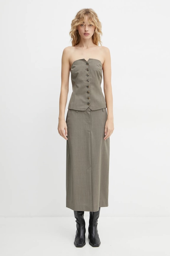 Samsoe Samsoe top con aggiunta di lana SAELLEN F24400131 grigio SS25